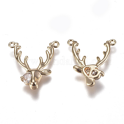 Brass Micro Pave Clear Cubic Zirconia Pendants&nbsp;ZIRC-I030-13G
