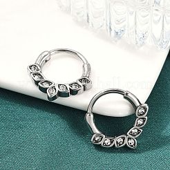 Horse Eye 316 Surgical Stainless Steel Clear Cubic Zirconia Hoop Earrings&nbsp;EJEW-G416-38AS