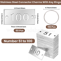 1 Bag Stainless Steel Rectangular Number Plates with Two Holes&nbsp;STAS-SC0021-06
