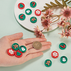 30Pcs Christmas Theme Resin Buttons&nbsp;BUTT-CJ0001-01
