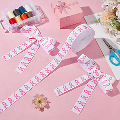 25 Yards Polyester Pink Breast Cancer Awareness Printed Grosgrain Ribbon&nbsp;OCOR-PH0005-34