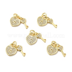 Brass Micro Pave Clear Cubic Zirconia Charms&nbsp;KK-E068-VB178