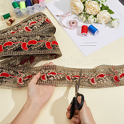 Flower Pattern Ethnic Style Embroidery Floral Polyester Ribbons&nbsp;OCOR-WH0070-322A-03