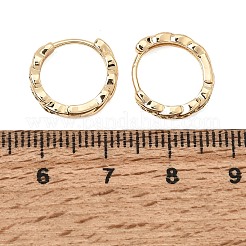 Twist Brass Micro Pave Cubic Zirconia Hoop Earrings&nbsp;KK-CBACA55-20G