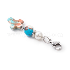 Synthetic Turquoise Cross Pendant Decorations&nbsp;HJEW-JM03644-01