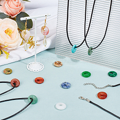 DIY Natural & Synthetic Mixed Gemstone Pi Disc Pendant Necklaces Making Kit&nbsp;DIY-OC0012-07