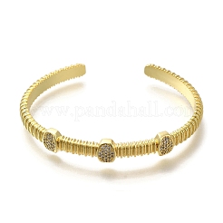 Rack Plating Brass Micro Pave Cubic Zirconia Cuff Bangles&nbsp;BJEW-P336-12G