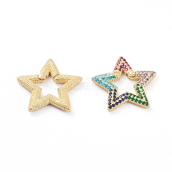 Brass Micro Pave Cubic Zirconia Spring Gate Rings&nbsp;ZIRC-L093-53G