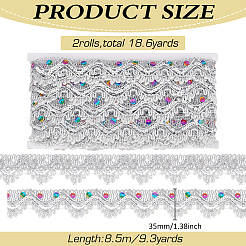 Sparkle Triangle Polyester Lace Ribbons&nbsp;OCOR-WH0090-64P