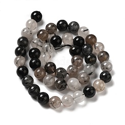 Natural Black Rutilated Quartz Beads Strands&nbsp;G-R446-6mm-37-01