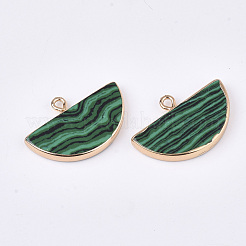 Electroplate Synthetic Malachite Semi Circle Pendants&nbsp;G-S344-87B