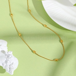304 Stainless Steel Rice Beads Round Snake Chain Necklaces&nbsp;NJEW-D322-03G