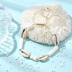 Cowrie Shell & Natural White Shell Beaded Adjsutable Bracelets&nbsp;BJEW-JB13918