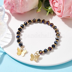 Glass Round Beaded Cuff Bangles&nbsp;BJEW-JB09964-04