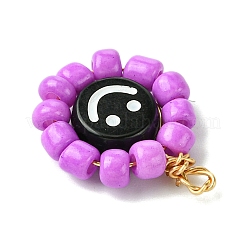 15 Pcs Acrylic Glass Seed Beaded Pendants&nbsp;PALLOY-MZ00294