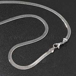 4mm Rack Plating Brass Flat Snake Chain Necklaces for Women Men&nbsp;MAK-L044-14P
