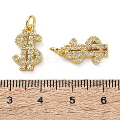 Brass Micro Pave Clear Cubic Zirconia Pendants&nbsp;KK-D221-09G