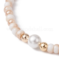Glass & Shell Pearl Round Beads Braided Bead Bracelets&nbsp;BJEW-JB09874