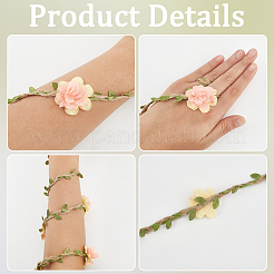 4Pcs Polyester & Linen Flower Rattan Straw Hat Bands&nbsp;AJEW-CN0004-40B