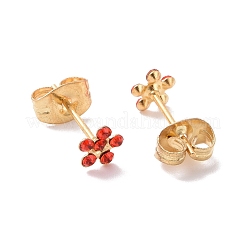 Rhinestone Flower Stud Earrings with 316L Surgical Stainless Steel Pins&nbsp;EJEW-P204-03G