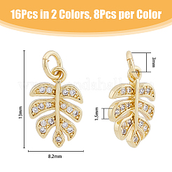 16Pcs 2 Colors Brass Micro Pave Clear Cubic Zirconia Charms&nbsp;ZIRC-DC0001-23