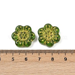 Baking Paint and Golden Metal Enlaced Glass Beads&nbsp;DGLA-T004-09G