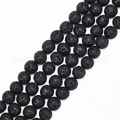 4 Strand Natural Lava Rock Round Beads Strands&nbsp;G-GO0001-02