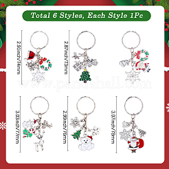 6Pcs 6 Styles Christmas Theme Alloy Enamel Keychains&nbsp;KEYC-SP0001-53