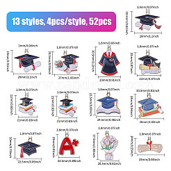 52Pcs 13 Styles Graduation Zinc Alloy Enamel Pendants&nbsp;ENAM-CA0001-85