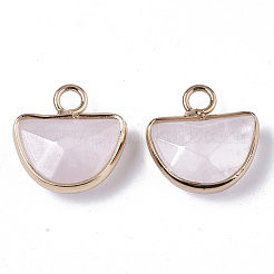 Natural Rose Quartz Semi Circle Pendants&nbsp;G-Q965-11
