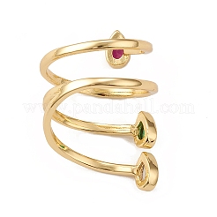 Colorful Cubic Zirconia Adjustable Rings&nbsp;RJEW-F135-05G