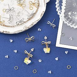 12Pcs 2 Styles Bowknot Brass Stud Earring Findings&nbsp;KK-YW0004-76
