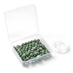 100Pcs 8mm Natural Green Spot Jasper Round Beads&nbsp;DIY-LS0002-60