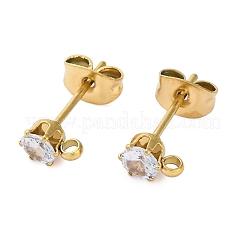 Ion Plating(IP) 304 Stainless Steel Cubic Zirconia Stud Earring Findings&nbsp;STAS-P373-04A-G