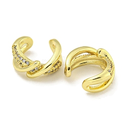 Brass Micro Pave Clear Cubic Zirconia Cuff Earrings&nbsp;EJEW-C104-071G