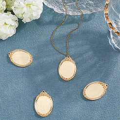 4Pcs Brass Pendant Cabochon Settings&nbsp;KK-BBC0020-14