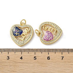 Valentine's Day Brass Micro Pave Clear Cubic Zirconia Pendants&nbsp;KK-C045-37G