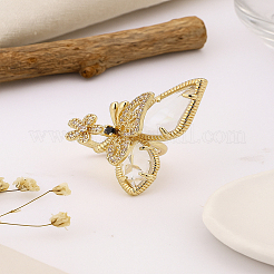 1Pc Brass Rhinestone Cuff Rings&nbsp;RJEW-LP0002-82