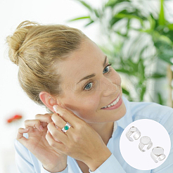 3Pcs 3 Styles 304 Stainless Steel Open Cuff Finger Ring Cabochon Settings&nbsp;STAS-UN0059-66P