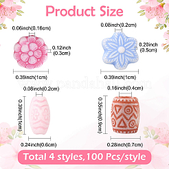 400Pcs 4 Styles Craft Style Acrylic Beads&nbsp;MACR-YW0004-40
