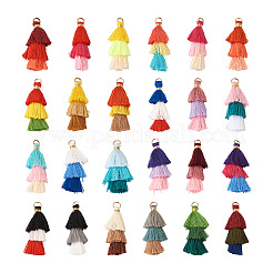 96Pcs 24 Colors Polycotton(Polyester Cotton) Tassel Pendant Decorations&nbsp;FIND-TA0001-27