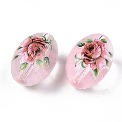 Printed & Spray Painted Transparent Glass Beads&nbsp;GLAA-S047-07A-A01