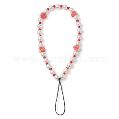 3Pcs Fruits Polymer Clay & Imitated Pearl & Glass Beaded Mobile Straps&nbsp;HJEW-JM01641