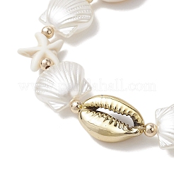 Natural Mixed Cowrie Shell Bead Braided Bead Bracelets&nbsp;BJEW-JB11862-02
