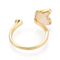 Butterfly Brass Micro Pave Clear Cubic Zirconia & Shell Cuff Rings Setting&nbsp;LS-KK-T079-44G