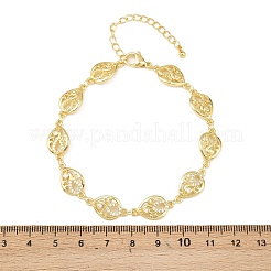 Teardrop Brass Micro Pave Clear Cubic Zirconia Link Chain Bracelets for Women&nbsp;BJEW-A090-02G