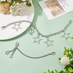 4Pcs 2 Styles Star Alloy Charms Boot Strap Chains&nbsp;AJEW-CP0006-44
