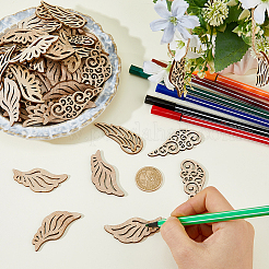 40Pcs 4 Styles Unfinished Wood Chips&nbsp;WOOD-WH0131-97
