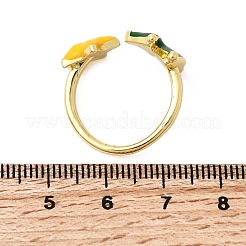 Christmas Brass Enamel Cuff Rings for Women&nbsp;RJEW-L336-04G-02