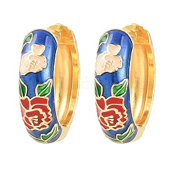 Brass Enamel Hoop Earrings&nbsp;KK-CBA8324-13G-02